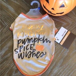Cute Fall Autumn Pumpkin Dog Pet Tee Shirt Clothing Size Medium